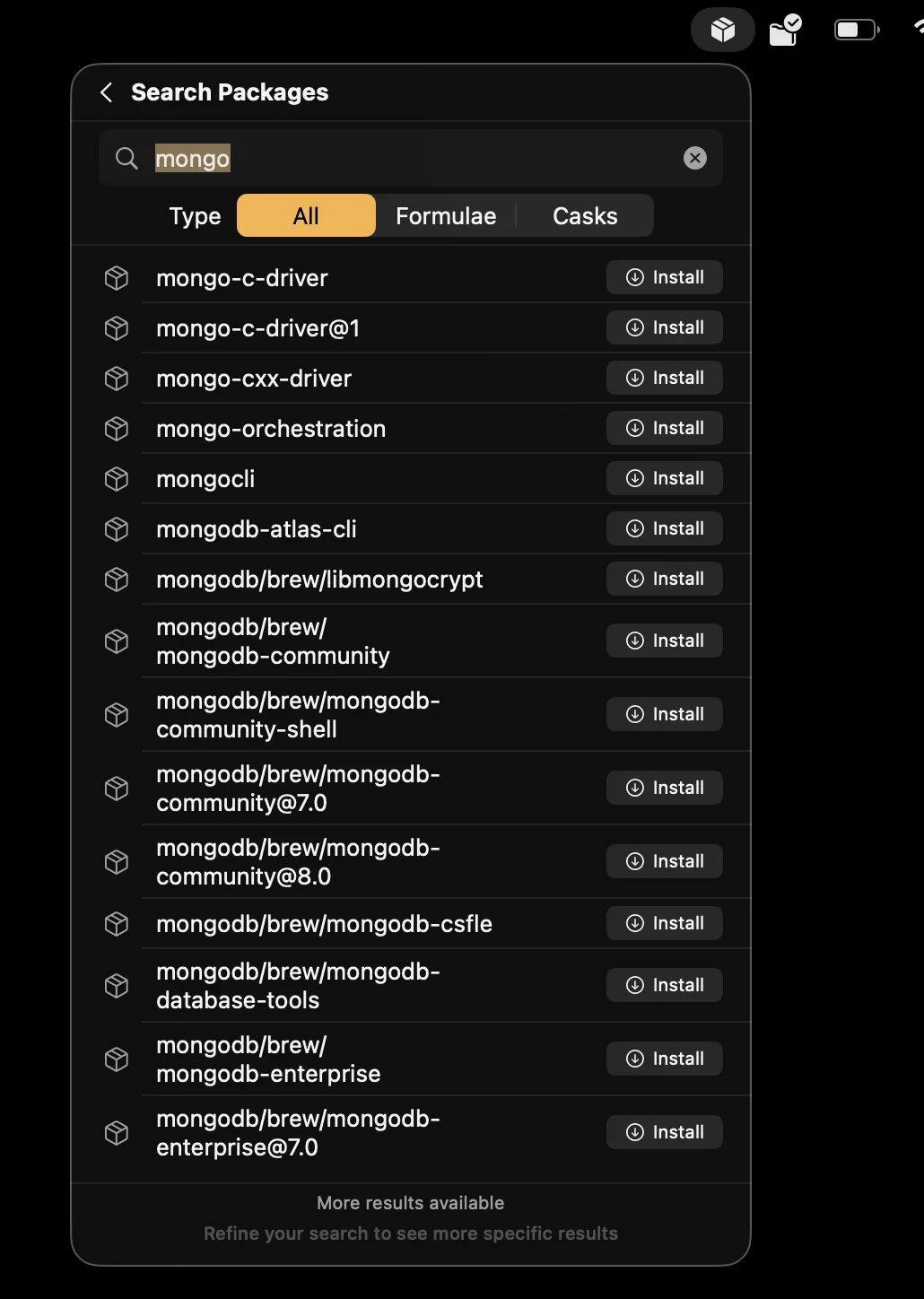 BrewPackageManager - Búsqueda de paquetes
